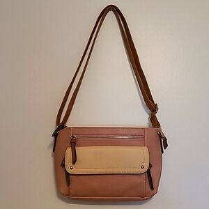 NWOT Bueno light dusty rose & tan versatile shoulder bag or crossbody bag